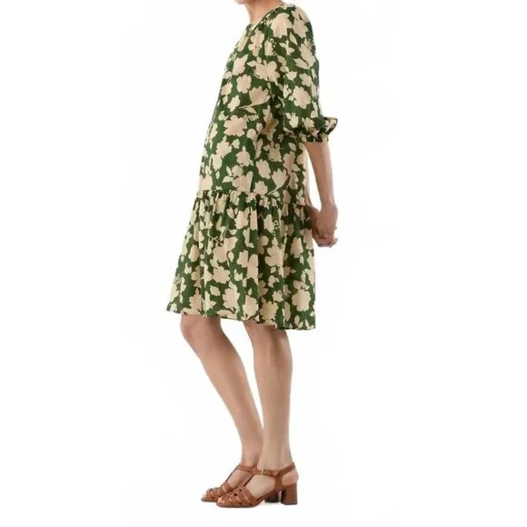 Ann Mashburn green shadow floral seersucker tiered Allegra dress - Picture 2 of 8